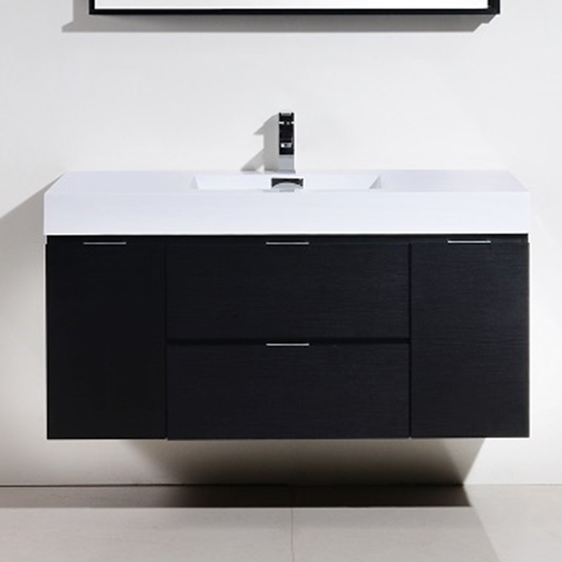 Tenafly 48" Single Wall Mount Modern Bathroom Vanity Set & Reviews